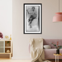 Historic Framed Print, [Barefoot boy with papers and fan],  17-7/8" x 21-7/8"