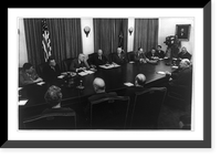 President Eisenhower and cabinet members listening to a report on the recent European conference from Secretary of State John Foster Dulles Classic, Antique Poster