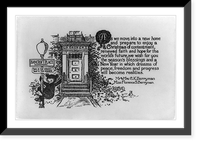 Christmas card designed for mailing by the Berryman family, showing Berryman's teddy bear on lamp post, indicating address of their new home, Vintage Print