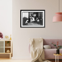 Historic Framed Print, Home-work on embroidery. (For complete details see Miss E.C. Watson's report). Location: New York, New York (State),  17-7/8" x 21-7/8"