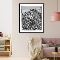 Historic Framed Print, [Two men with tipcart on top of rubble in Dresden, Germany, after fire bombing during World War II],  17-7/8" x 21-7/8"