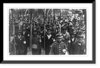 Army volunteers with scythes in a crowd of people, Antique Print