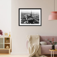 Historic Framed Print, [Aerial view of Paris, France, from balloon, showing the Eiffel Tower at right center],  17-7/8" x 21-7/8"