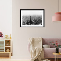 Historic Framed Print, [Aerial view of Paris, France, from balloon, showing the Eiffel Tower in center foreground, taken during the Paris Exposition of 1889],  17-7/8" x 21-7/8"