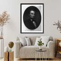 Abraham Lincoln, head-and-shoulders portrait, facing right.engraving after painting by Marshall, Historic Print