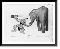 Historic Framed Print, [Circus clown and elephant],  17-7/8" x 21-7/8"