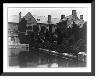 Formal gardens at the home of Mr. & Mrs. Harold Irving Pratt, Glen Cove, Long Island, New York, pool in foreground and house behind, Vintage Poster