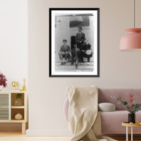 Historic Framed Print, [Four men, friends of Frances Benjamin Johnston, posed on porch],  17-7/8" x 21-7/8"