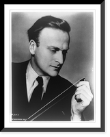 Historic Framed Print, [Yehudi Menuhin, head-and-shoulders portrait, facing right, holding violin bow],  17-7/8" x 21-7/8"