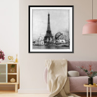 Historic Framed Print, Forrestry [sic] Building and the globe from Point Passay, Paris Exposition, 1900,  17-7/8" x 21-7/8"