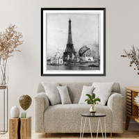 Historic Framed Print, Forrestry [sic] Building and the globe from Point Passay, Paris Exposition, 1900,  17-7/8" x 21-7/8"