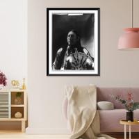 Historic Framed Print, [Big Man, half-length portrait, facing front holding decorated shield],  17-7/8" x 21-7/8"