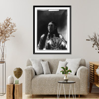 Historic Framed Print, [Big Man, half-length portrait, facing front holding decorated shield],  17-7/8" x 21-7/8"