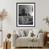 Man reading Swedish American newspaper with front page articles on Gen. MacArthur, Antique Wall Art