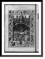 Alchemist and assistant in laboratory, with surrounding border of birds, flowers, and insects, Antique Wall Art