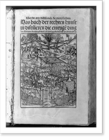 Garden with people and apparatus for distilling a plant's medicinal essences, Historic Reproduction