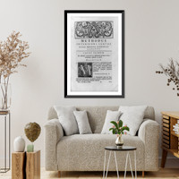 Historic Framed Print, [First chapter opening of Methodus inveniendi ...; with headpiece of sphinxes, cherubs, and open book with crossed trumpets, and decorated initial M showing stormy sea],  17-7/8" x 21-7/8"