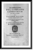 Title page of Le operazioni del compasso geometrico, et militaire; with device showing walking woman with banner Bondantie"", Antique Print
