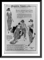 Women's informal cotton frocks attest the vogue of short sleeves, Historic Reproduction