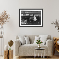 Historic Framed Print, [Little girl playing. doing laundry],  17-7/8" x 21-7/8"