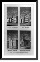 Churches in Boston, Mass.: Federal St. Baptist, West Church, Masonic Temple and Mariner's Church Classic, Antique Wall Art