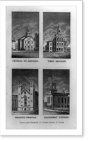 Churches in Boston, Mass.: Federal St. Baptist, West Church, Masonic Temple and Mariner's Church Classic, Antique Wall Art