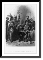 Meeting of Governor Carver and Massasoit.drawn by H.L. Stevens ; eng'd. by Augustus Robin, N.Y, Antique Wall Art