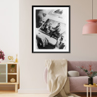 How U.S. movies are made. First step in set construction is artist's sketch, Antique Print