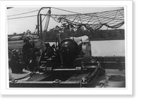 Historic Framed Print, Bringing parrott gun into position on board gun boat Mendota,  July 10, 1864,  17-7/8" x 21-7/8"