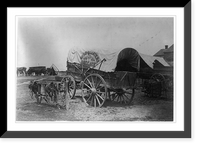 Covered wagon for Headquarters baggage" and saddlery, probably a Civil War military camp", Vintage Wall Art