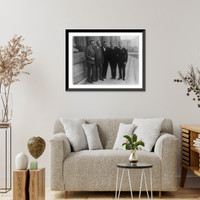 Five men, one in middle with glasses, posed standing on steps of the U.S. Capitol, Vintage Wall Art