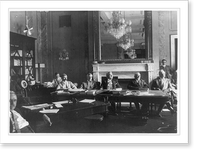 U.S. Senate Sub-Committee on Labor Investigation, seated at tables covered with papers and fans, Vintage Wall Art