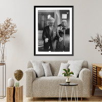 Historic Framed Print, [Robert La Follette, three-quarter length, facing front, standing at microphone, with clenched fists],  17-7/8" x 21-7/8"