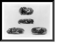 Bank note vignettes showing Santa Claus visiting two children in bed and Santa Claus in sleigh Classic, Vintage Poster