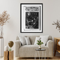 Historic Framed Print, The Glorious Fourth. sending up the fire balloon.C.S. Reinhart, del.,  17-7/8" x 21-7/8"