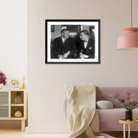 Attorney General Harlan F. Stone and Congressman Clarence J. McLeod of Mich. at the office of the Attorney General; half-length portraits, seated, facing each other, Antique Wall Art