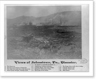 Views of Johnstown, Pa., disaster. The gorge from 1/2 mile above bridge.Sackett & Carlson, Sycamore, Ill, Antique Wall Art