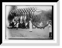 Historic Framed Print, Floral Fete, with dirigible, Pasadena, Calif.,  17-7/8" x 21-7/8"