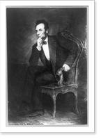 Abraham Lincoln, full-length portrait, seated, facing left, right hand under chin.reproduced by Gibson, Sykes & Fowler, Chicago, Vintage Poster