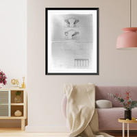 Church interior. Plan, elevation, and perspective sections from different points of view, Antique Poster