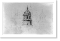 Dome, probably for West Virginia Capitol Complex (Charleston, W. Va.). Sketch perspective elevation, Antique Poster