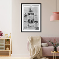 Page showing the Earl of Dunraven's yacht Valkyrie above fifteen advertisements, Antique Wall Art