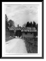 Historic Framed Print, [Three people walking on road by guardhouse in Berchtesgaden, Germany],  17-7/8" x 21-7/8"