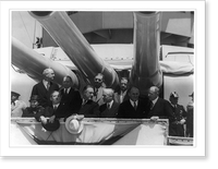 Franklin D. Roosevelt and others posed under large guns on battleship, Historic Reproduction