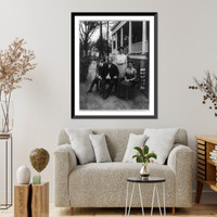 William H. Taft, posed seated, facing front, with wife, son, and daughter, in front of house, Antique Wall Art