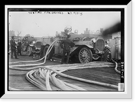 Historic Framed Print, Testing fire engines,  17-7/8" x 21-7/8"