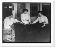 Seance with three women holding hands on table, Antique Wall Art