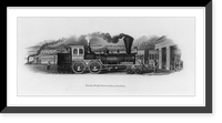 Historic Framed Print, [Proof for bank note vignette showing railroad trains at a station, including locomotive named America].Rawdon, Wright, Hatch & Edson, New York.,  17-7/8" x 21-7/8"