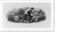 Historic Framed Print, [Proof for bank note vignette showing man with axe by fallen tree and U.S. coin by stump].Rawdon, Wright, Hatch & Edson, New York.,  17-7/8" x 21-7/8"