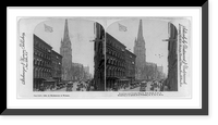 Historic Framed Print, Broadway and Trinity Church, New York, U.S.A.,  17-7/8" x 21-7/8"